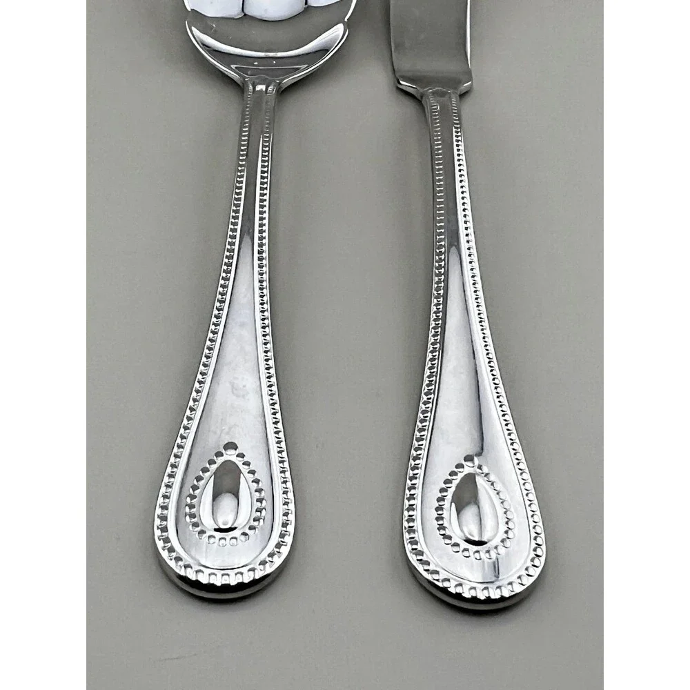 LENOX French Perle 2pc Set Sugar Spoon Butter Spreader 18/10 Stainless Flatware